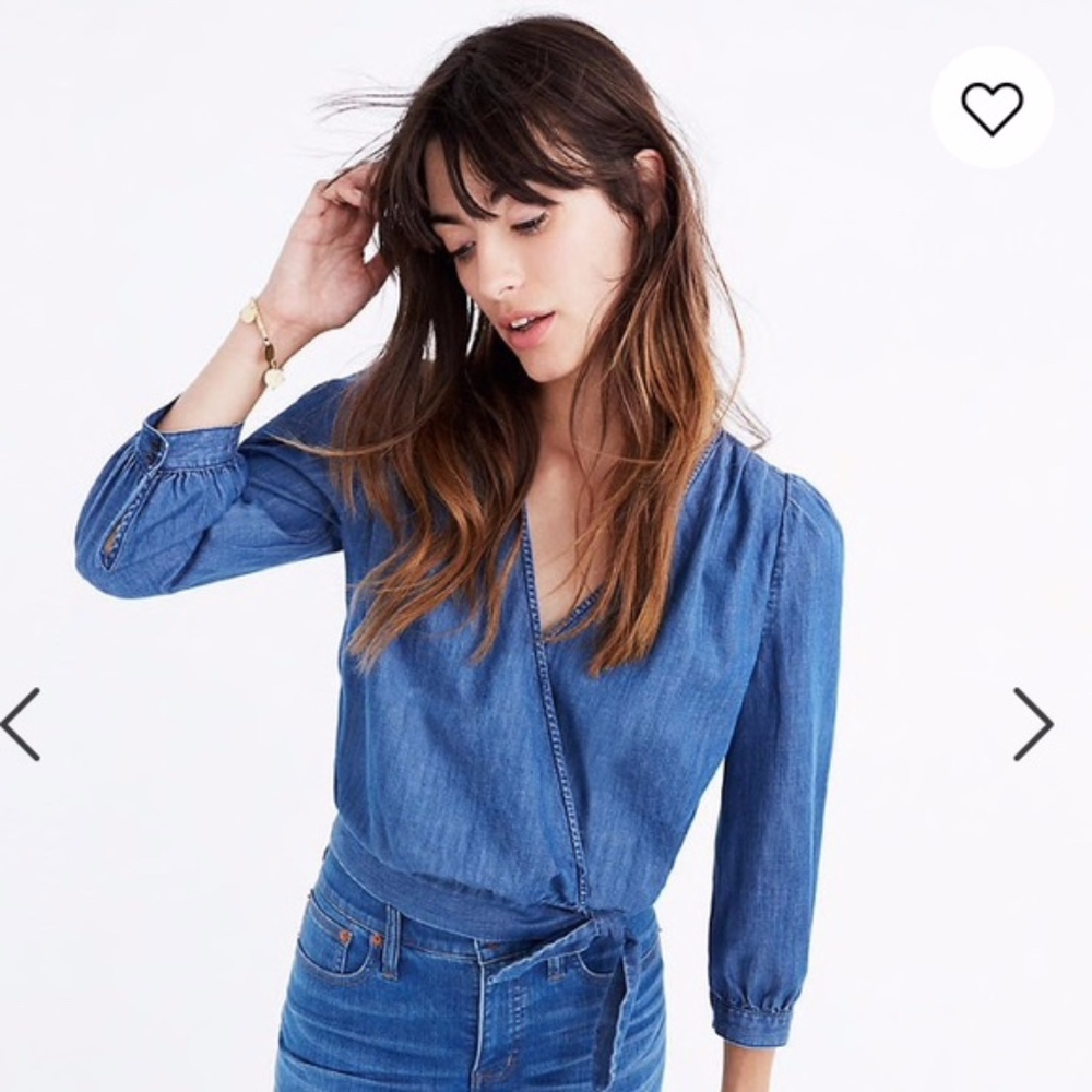 Madewell denim wrap top